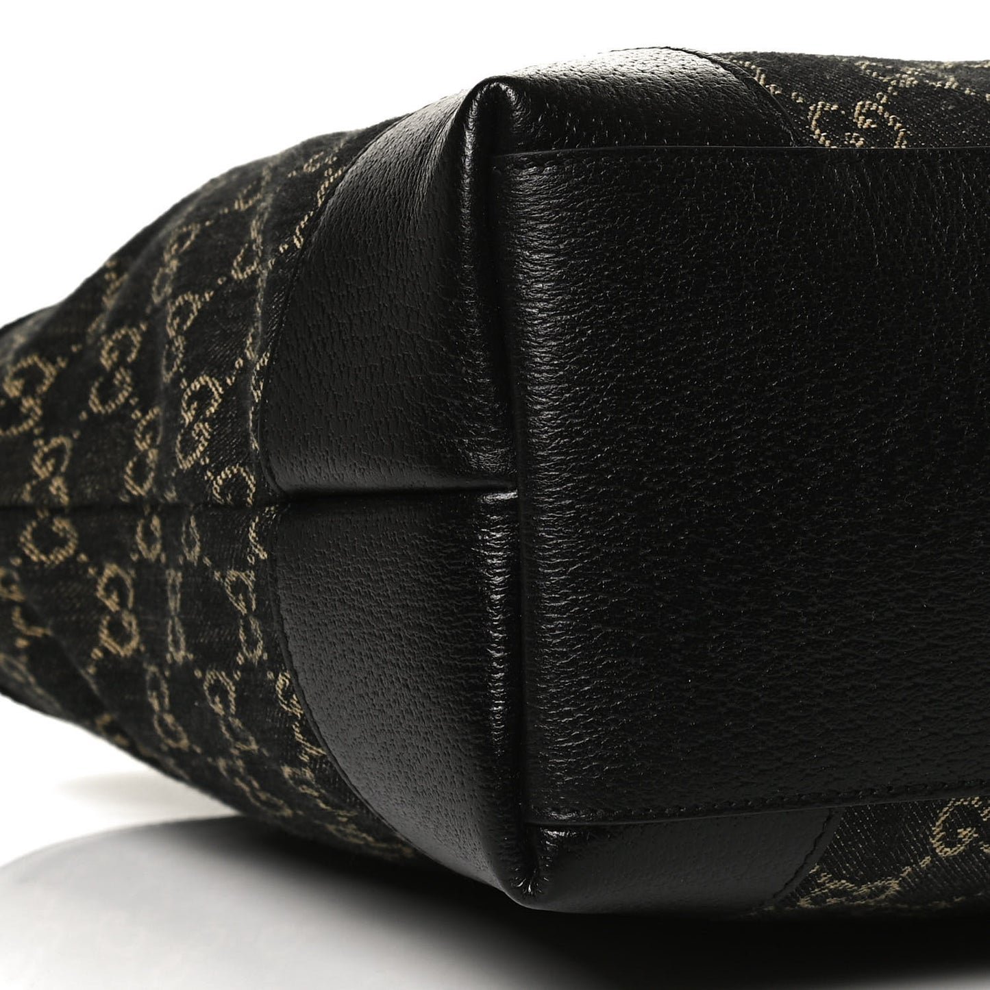 Jacquard Black Denim GG Monogram Medium Ophidia Shopping Tote Black Ivory