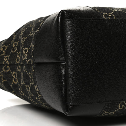 Gucci Jacquard Black Denim GG Monogram Medium Ophidia Shopping Tote Black Ivory 8 of 10