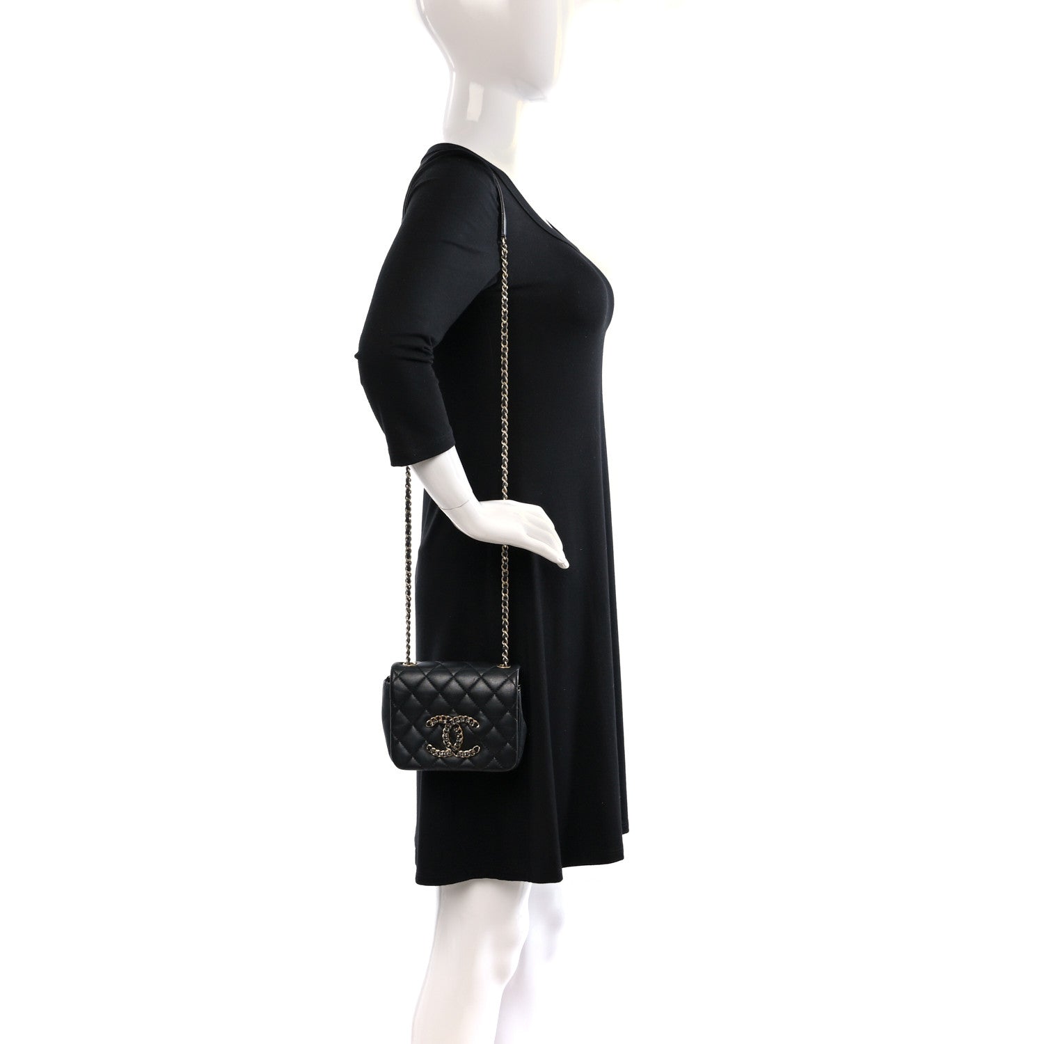 Chanel Lambskin Quilted Crystal CC Mini Flap Black 2 of 13