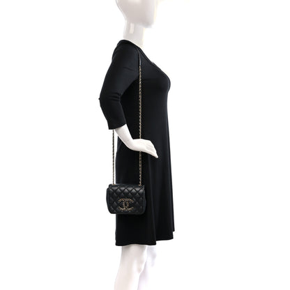 Chanel Lambskin Quilted Crystal CC Mini Flap Black 2 of 13