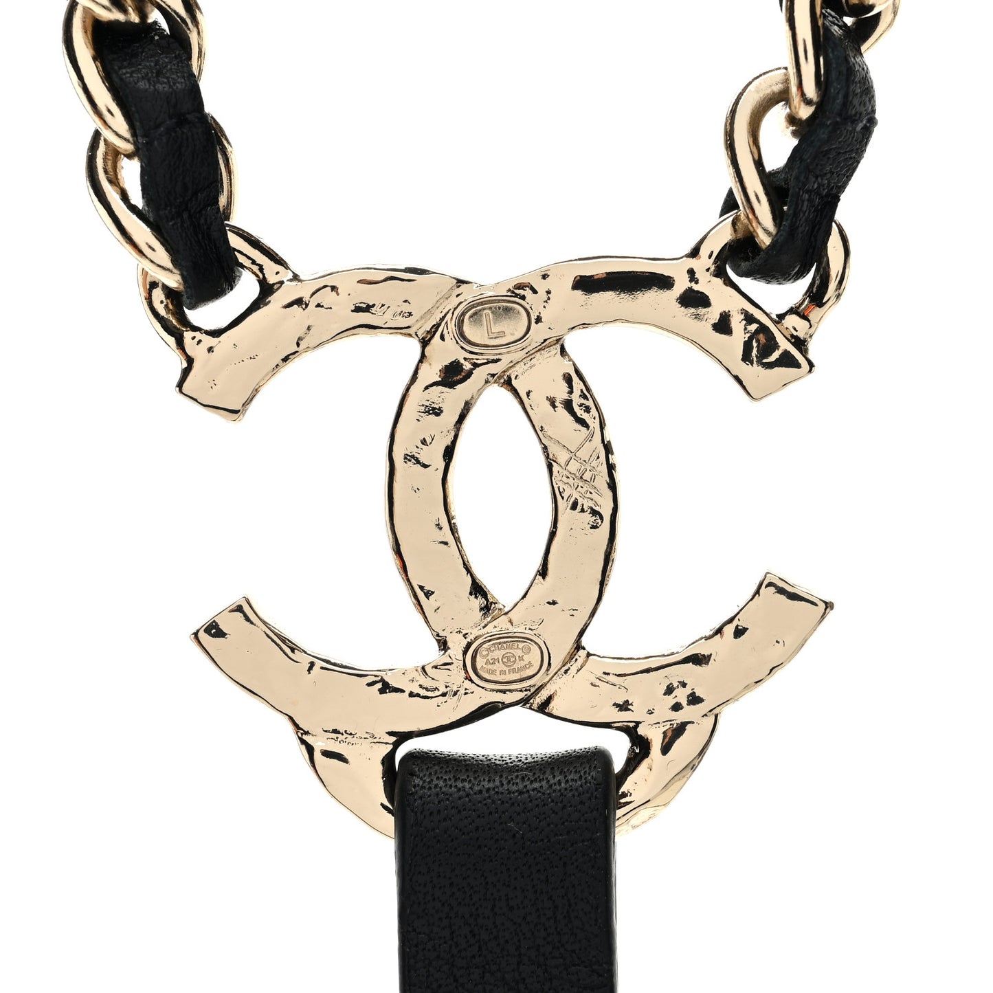 Calfskin CC Chain Suspenders L Black