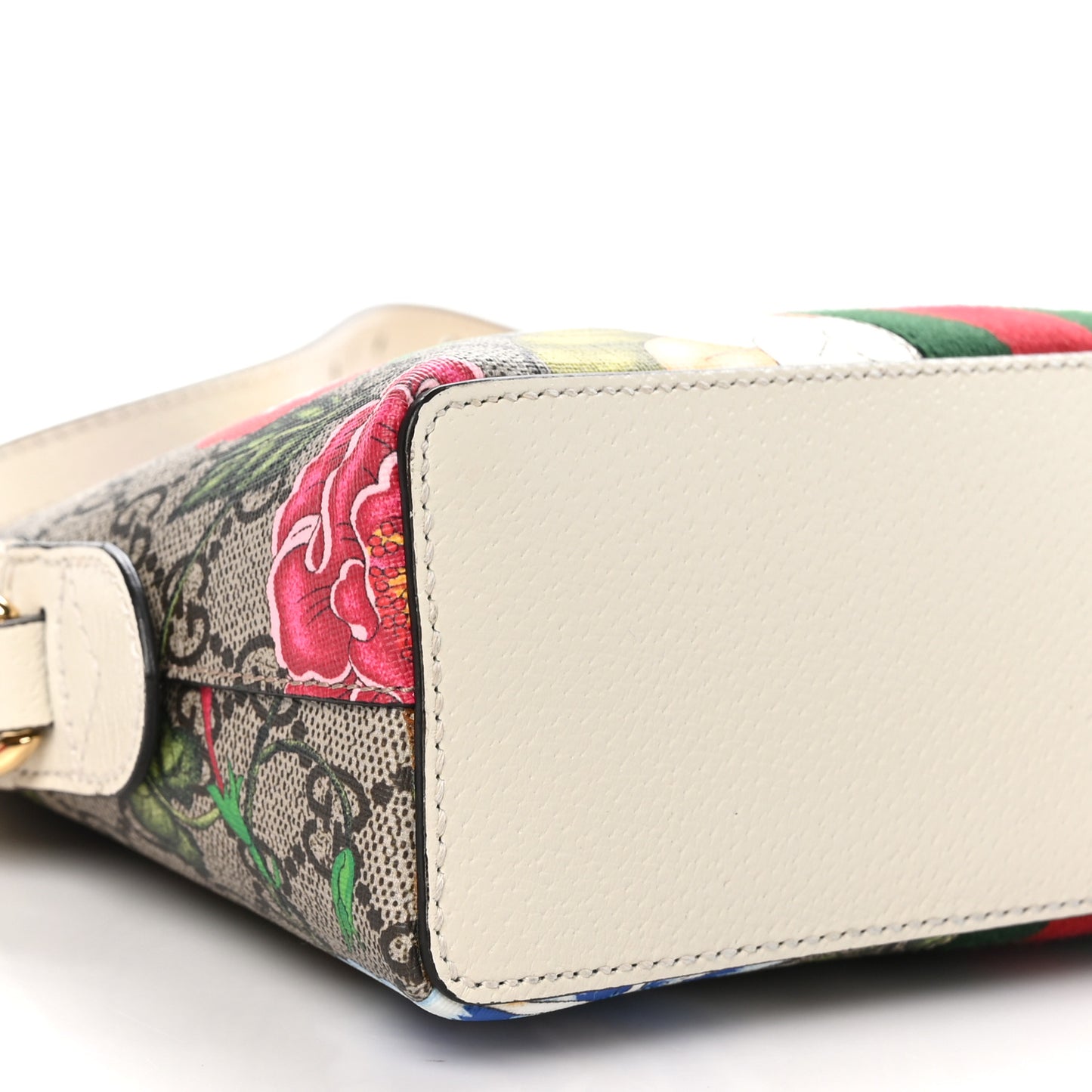 GG Supreme Monogram Flora Web GG Small Ophidia Dome Shoulder Bag White