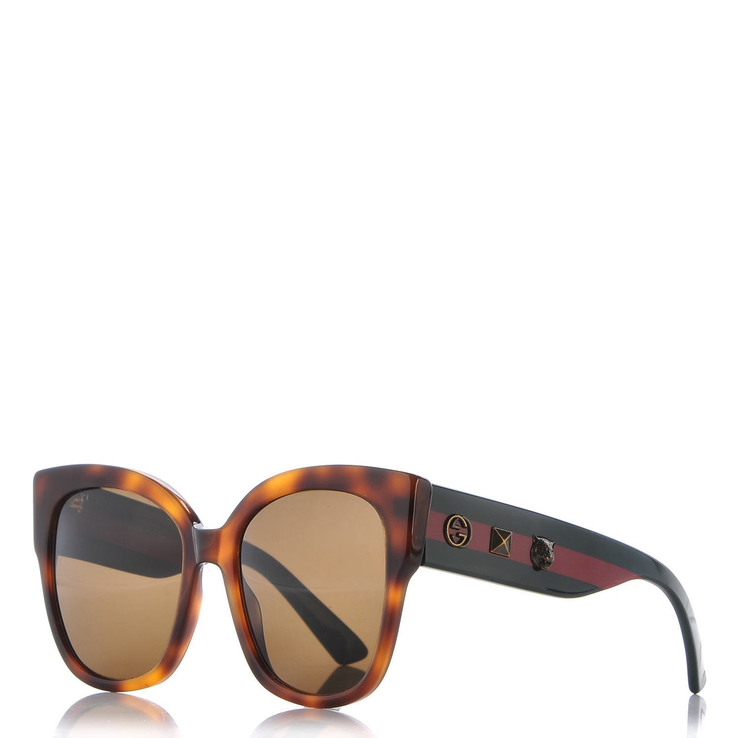 Acetate Square Frame Web Sunglasses GG0059S Tortoise