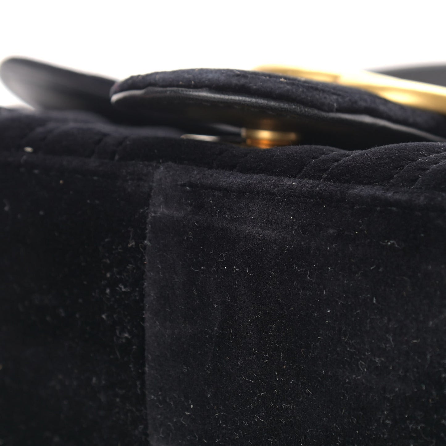 Velvet Matelasse Small GG Marmont Shoulder Bag Black