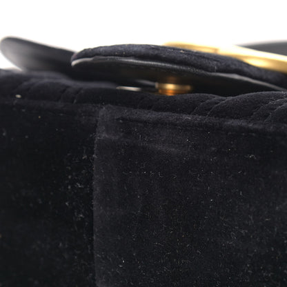 Gucci Velvet Matelasse Small GG Marmont Shoulder Bag Black 10 of 11