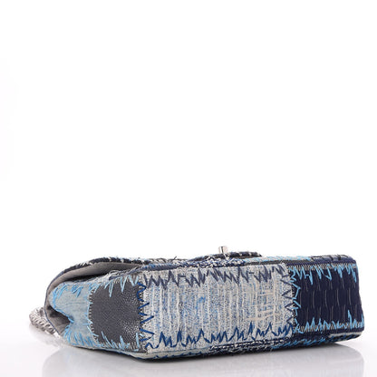 Chanel Denim Tweed Patchwork Medium Single Flap Blue 5 of 8