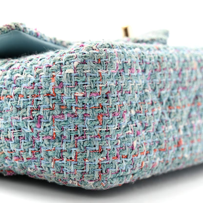 Chanel Tweed Quilted Mini Rectangular Flap Turquoise Purple White Red 9 of 12