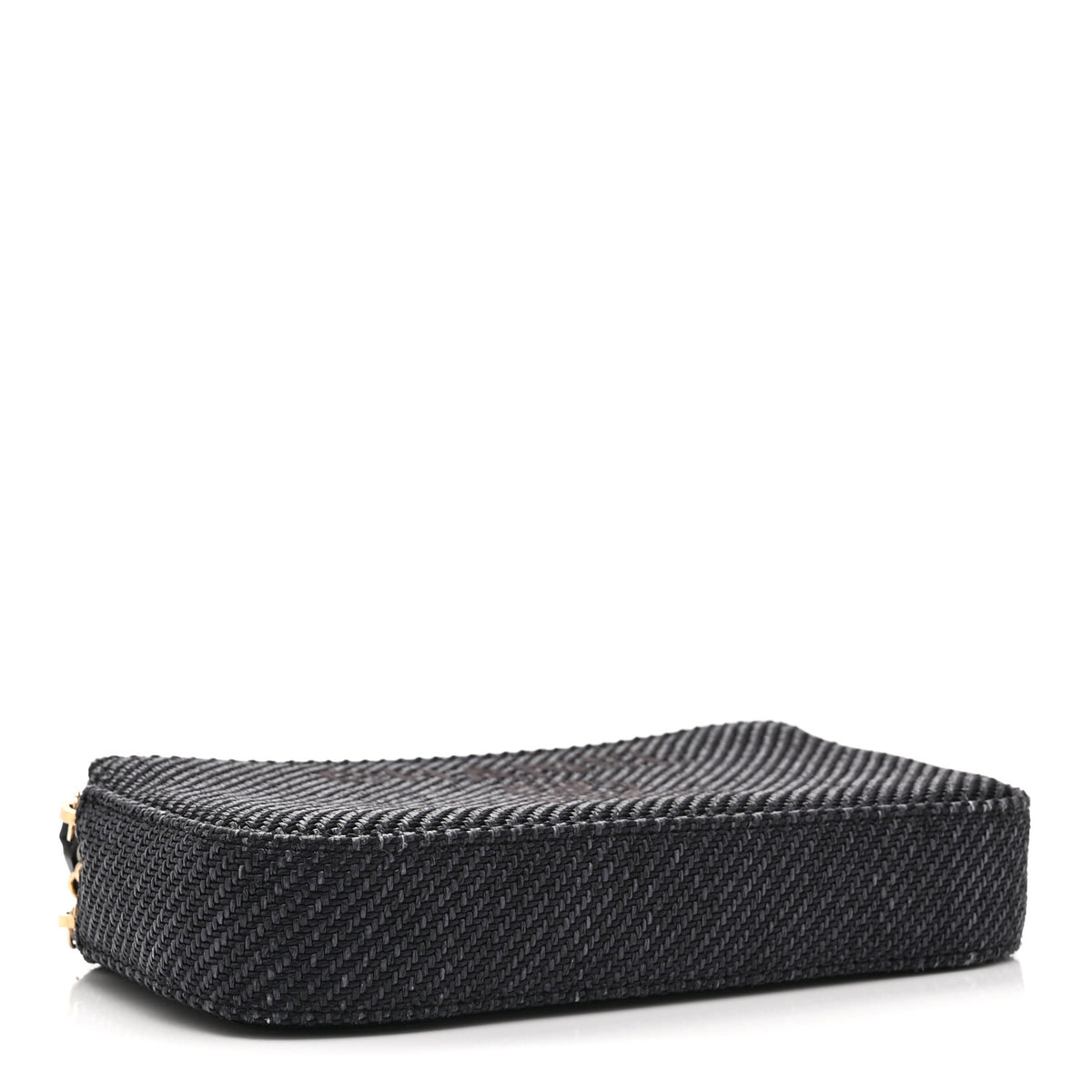 Lurex Straw Small Deauville Clutch With Chain Blue