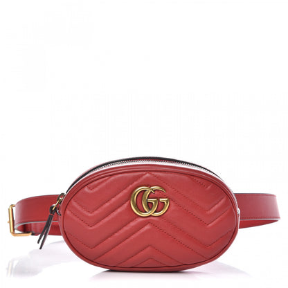 Gucci Calfskin Matelasse GG Marmont Belt Bag 95 38 Hibiscus Red 1 of 11