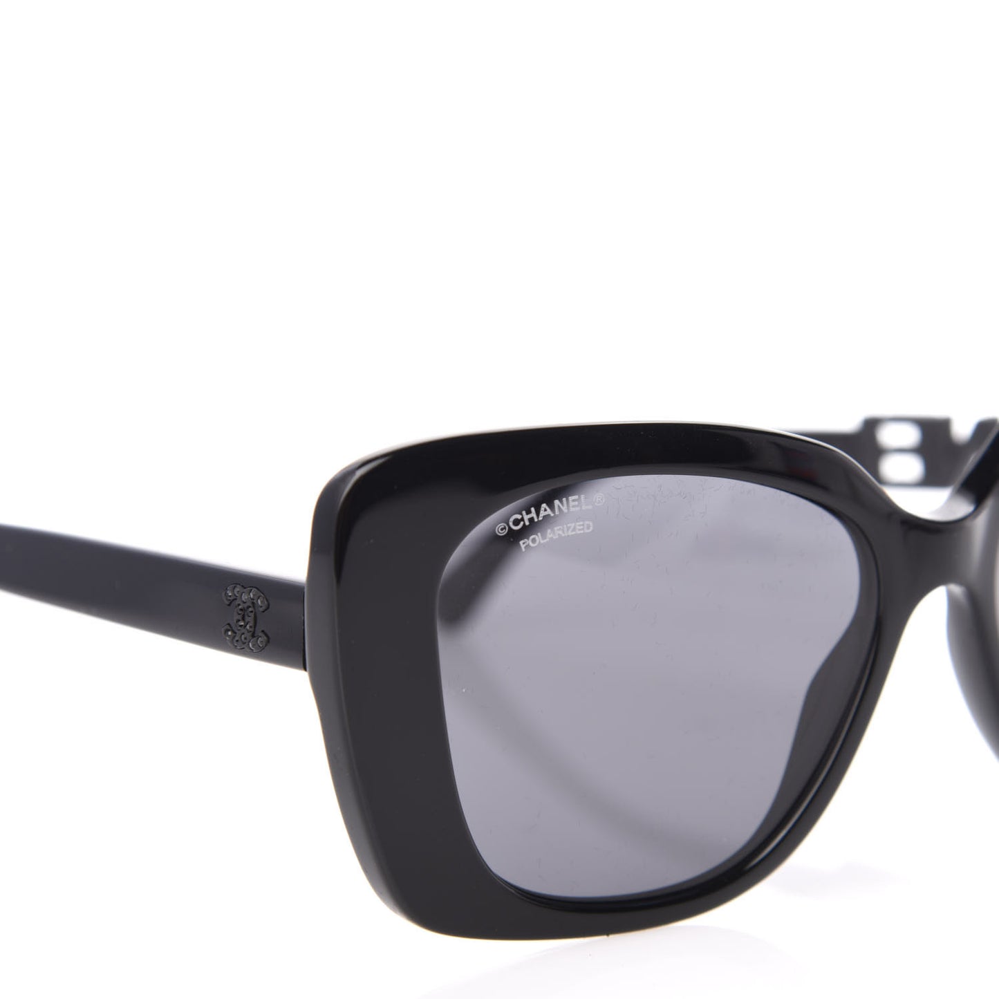 Acetate Strass Polarized Square Sunglasses 5422-B Black