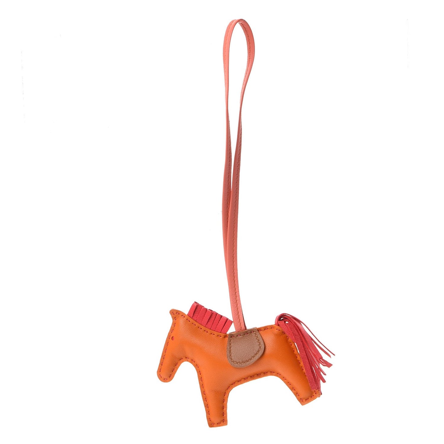 Milo Lambskin Grigri Rodeo Horse Bag Charm PM Orange Bougainvillea Gold Flamingo