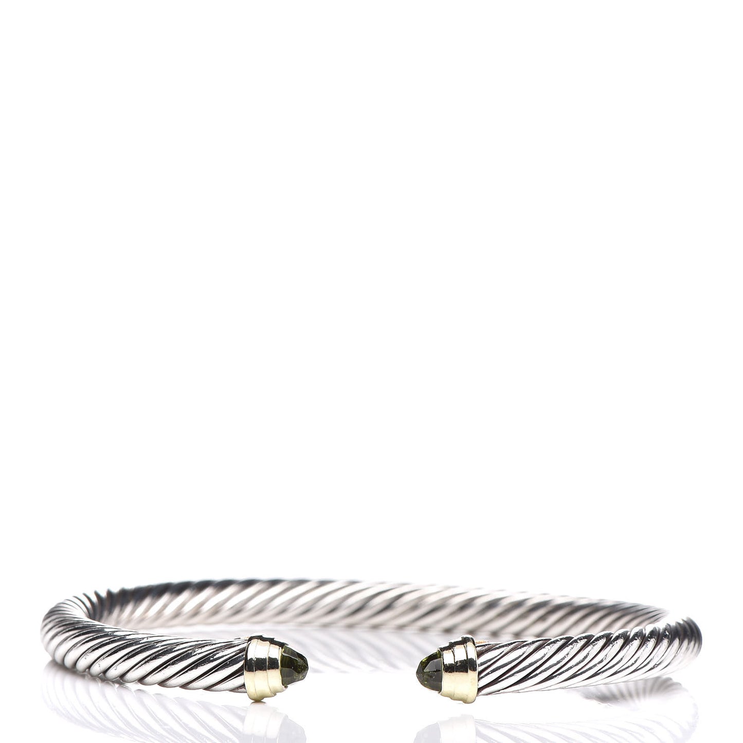 Sterling Silver 14K Yellow Gold Peridot 5mm Cable Classics Petite Color Bracelet