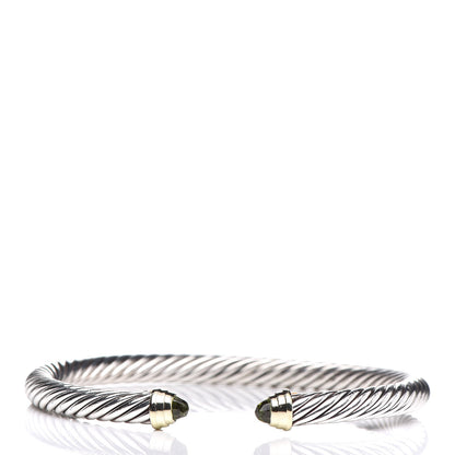 David Yurman Sterling Silver 14K Yellow Gold Peridot 5mm Cable Classics Petite Color Bracelet 1 of 5