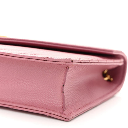 Saint Laurent Grain De Poudre Matelasse Chevron Monogram Envelope Chain Wallet Dark Rose 10 of 10