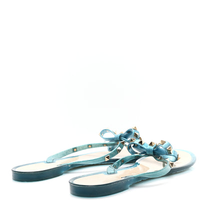 Valentino Garavani PVC Jelly Glitter Rockstud Bow Thong Sandals 40 Cerulean 5 of 8