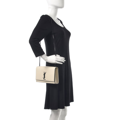 Saint Laurent Grain De Poudre Medium Classic Monogram Kate Satchel Porcellana Black 2 of 6