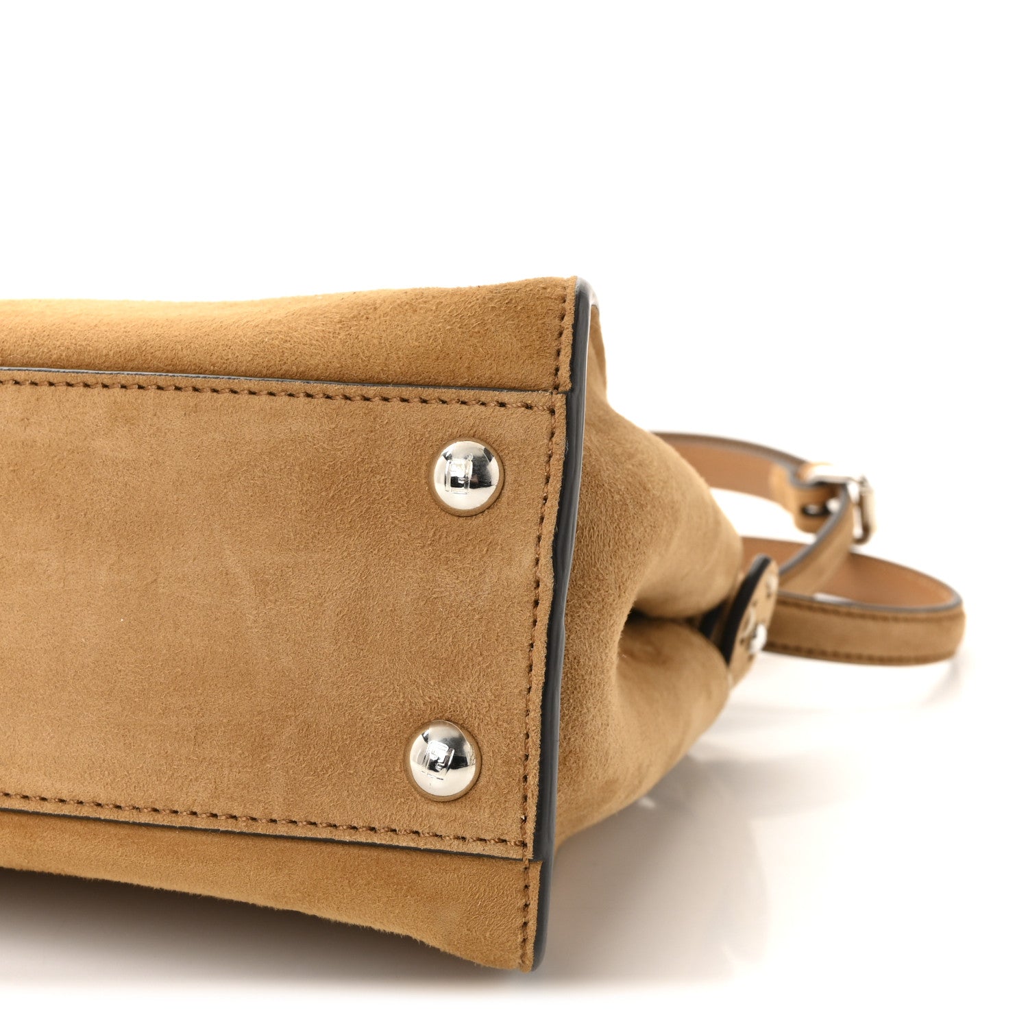 Fendi Suede FF Mini Peekaboo Iconic Satchel Marrone 9 of 9