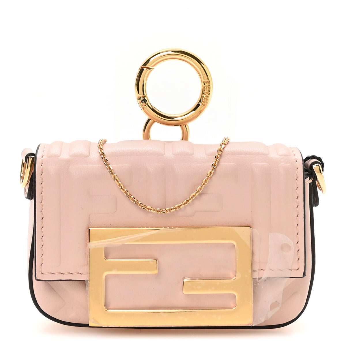 Nappa Matisse FF Embossed Nano Maxi Buckle Baguette Charm Rosa Quarzo