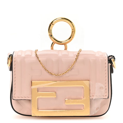 Fendi Nappa Matisse FF Embossed Nano Maxi Buckle Baguette Charm Rosa Quarzo 1 of 10