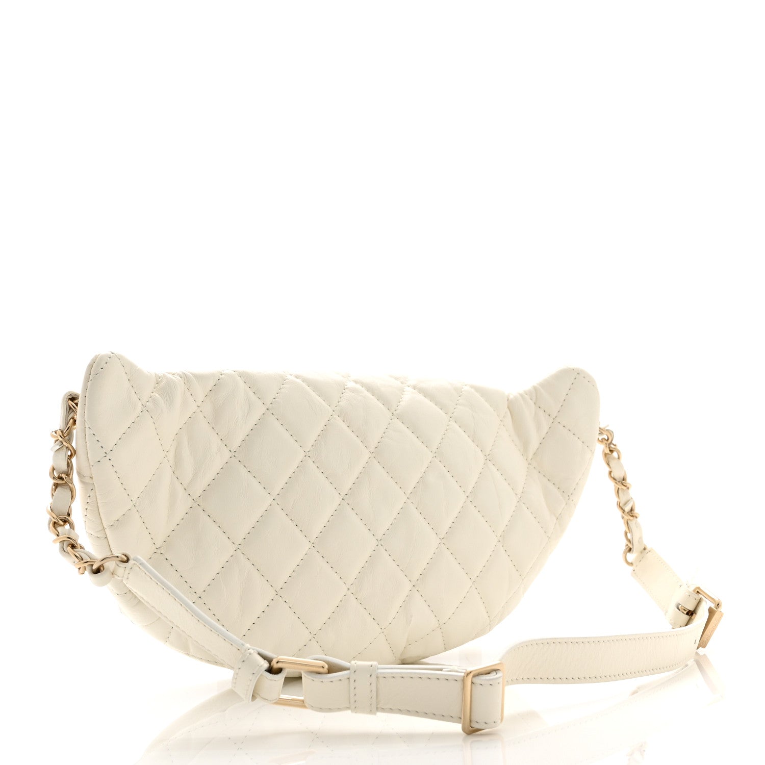 Chanel Aged Calfskin Quilted Waist Bag With Coin Purse White 4 of 11