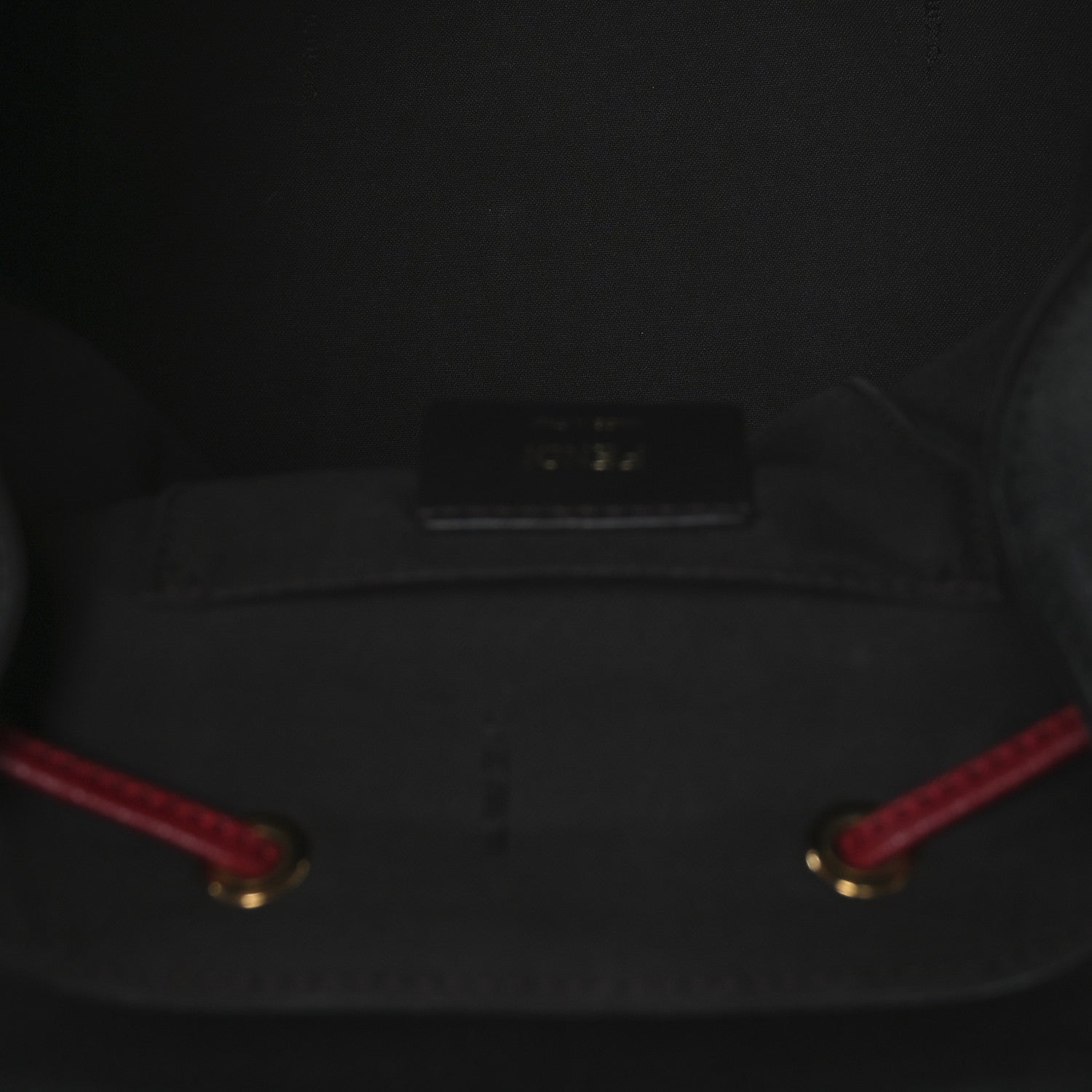 Fendi Vitello Cruise Bi-Color FF 1974 Embossed F is Fendi Drawstring Backpack Black Fragola Maya 5 of 10