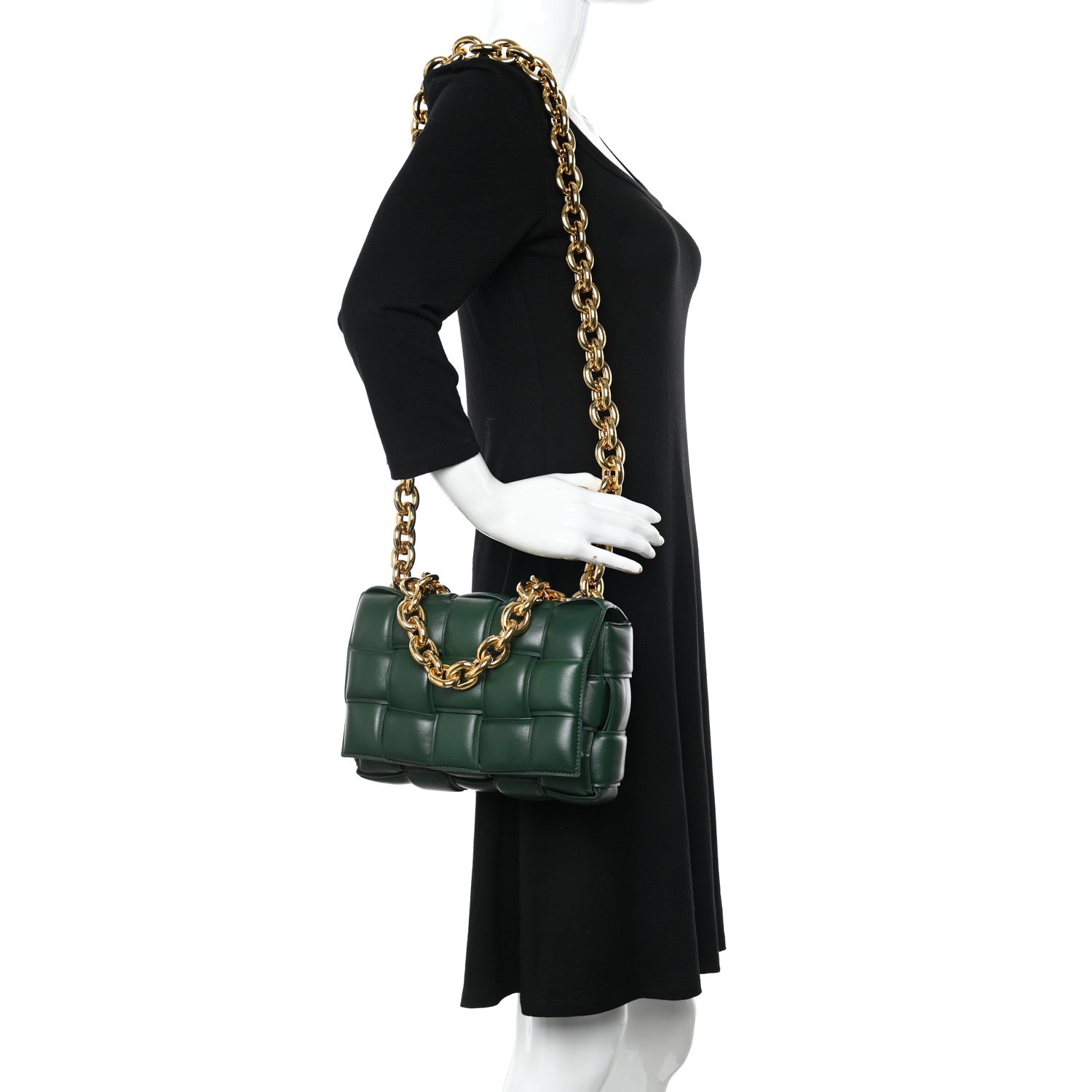 Bottega Veneta Lambskin Maxi Intreccio Padded Chain Cassette Crossbody Bag Raintree 2 of 13