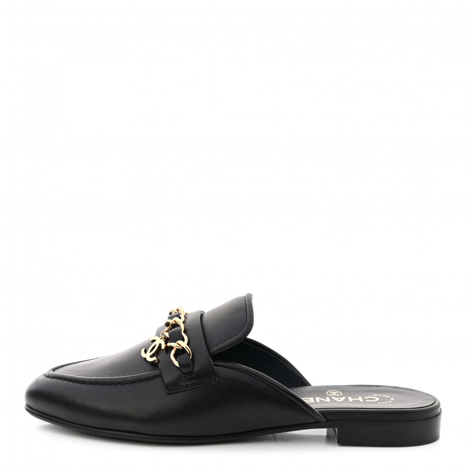 Chanel Lambskin Chain CC Mules 38 Black 1 of 9