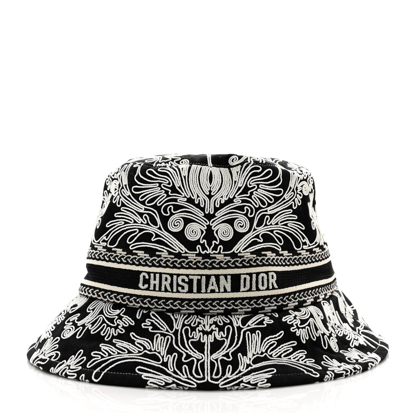 Cotton D-Bobby Small Brim Bucket Hat 57 Black White