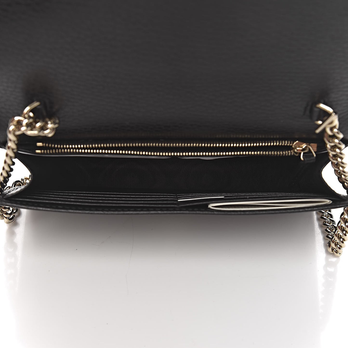 Dollar Calfskin Interlocking G Chain Wallet Black