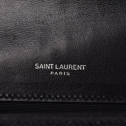 Saint Laurent Ostrich Calfskin Embossed Small Monogram Kate Satchel Black 12 of 14