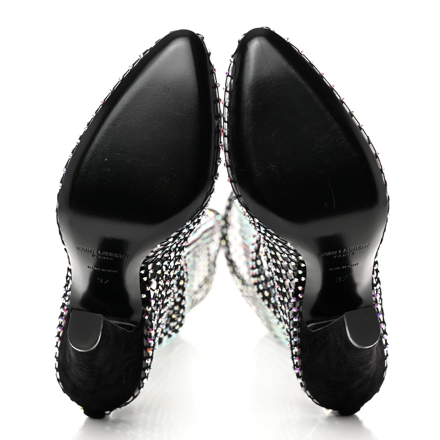 Saint Laurent SAINT LAURENT Mesh Crystal Koller 100 Knee High Boots 37 Black 5 of 8
