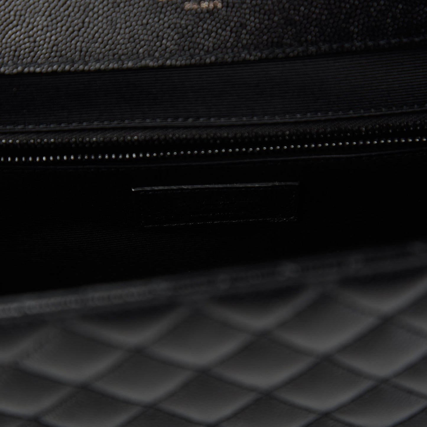Grain De Poudre Textured Mixed Matelasse Large Triquilt Monogram Monochrome Satchel Black