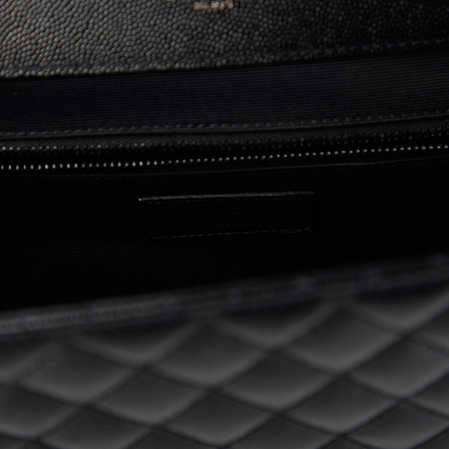 Saint Laurent Grain De Poudre Textured Mixed Matelasse Large Triquilt Monogram Monochrome Satchel Black 8 of 10