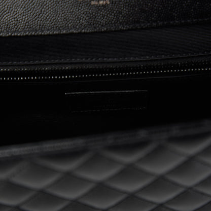 Saint Laurent Grain De Poudre Textured Mixed Matelasse Large Triquilt Monogram Monochrome Satchel Black 8 of 10