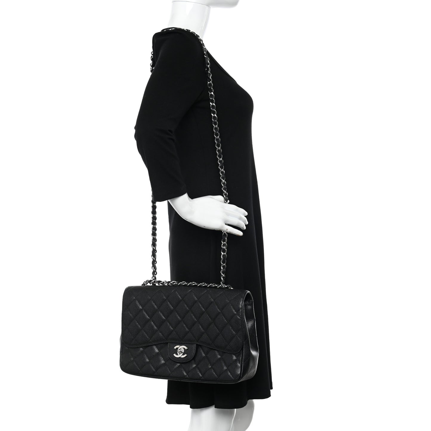 Caviar Quilted Jumbo Single Flap Black