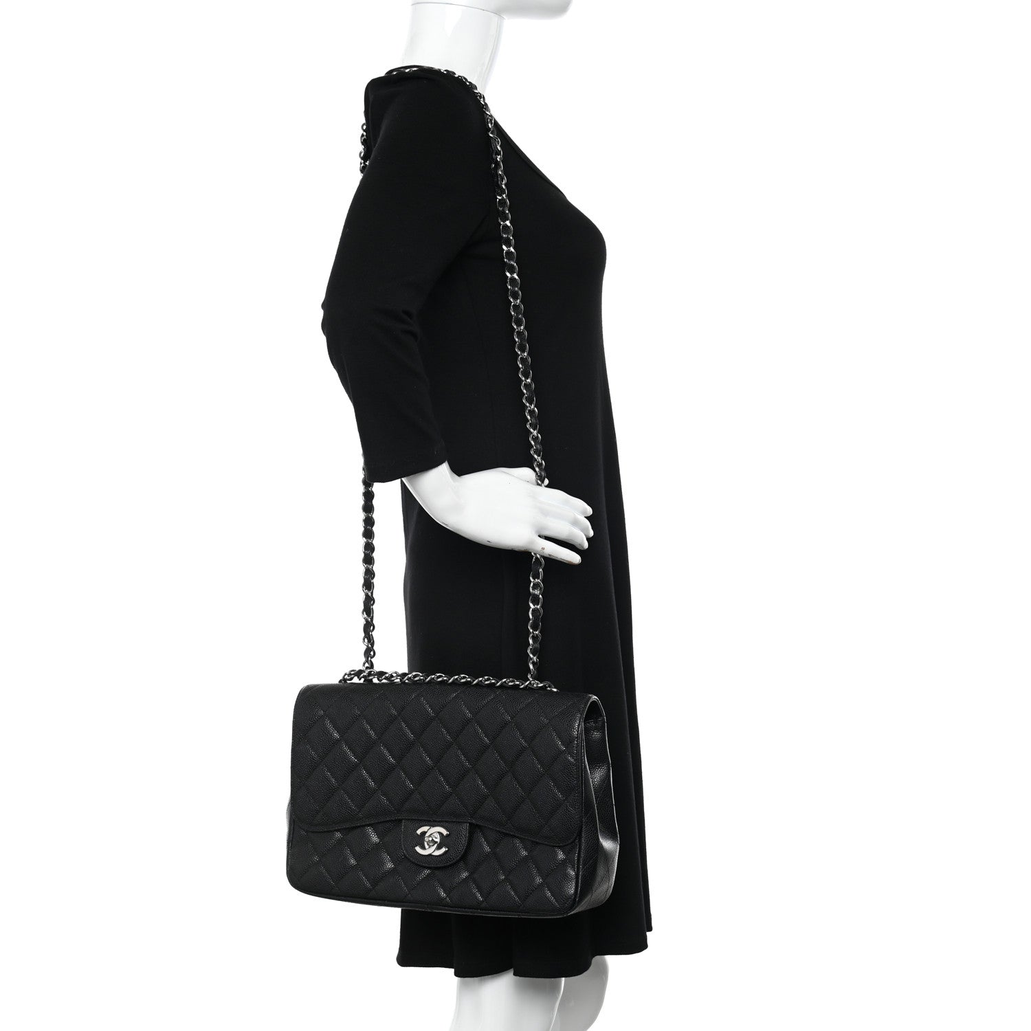 Chanel Caviar Quilted Jumbo Single Flap Black 2 of 11