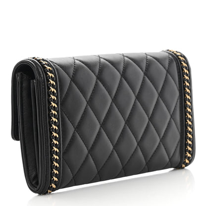 Chanel Calfskin Quilted Boy Chain Around Flap Wallet Black 3 of 10