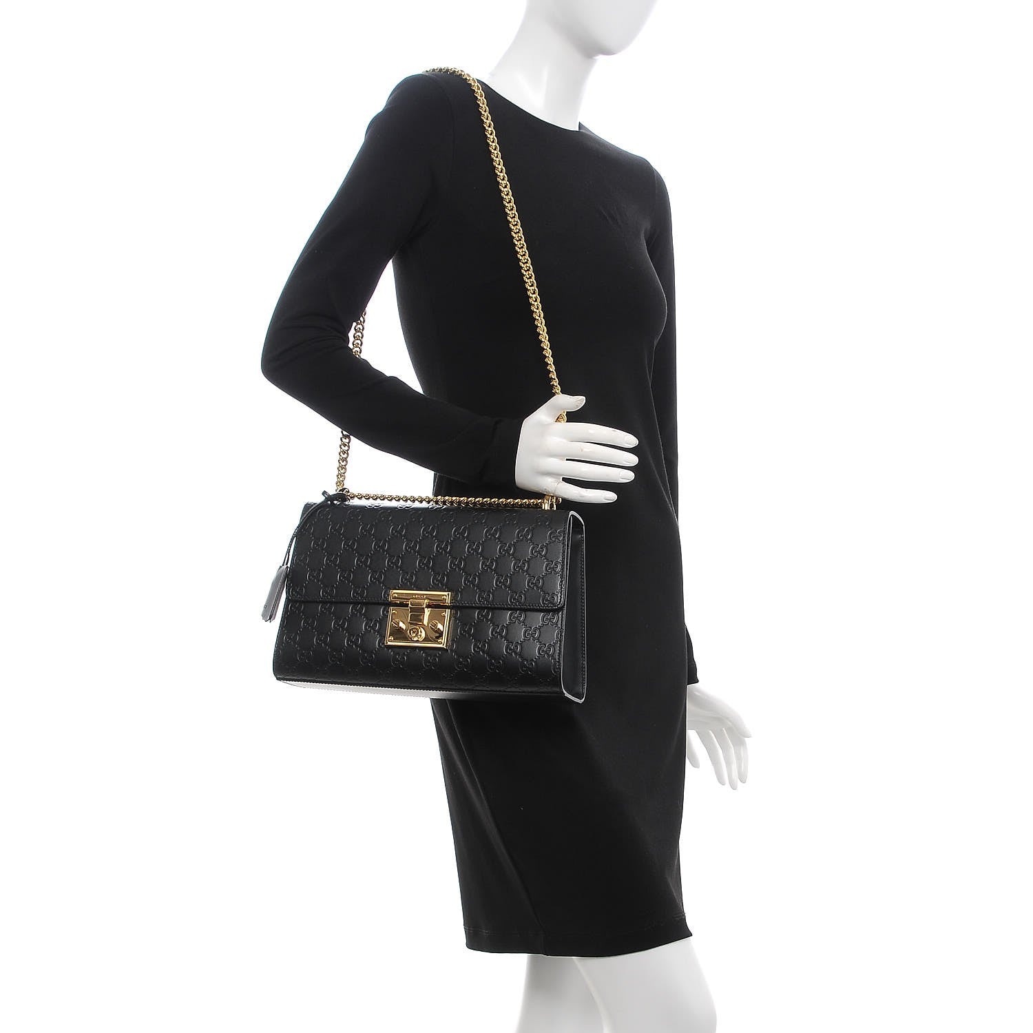 Gucci Guccissima Medium Padlock Shoulder Bag Black 3 of 19