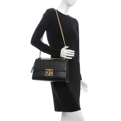 Gucci Guccissima Medium Padlock Shoulder Bag Black 3 of 19