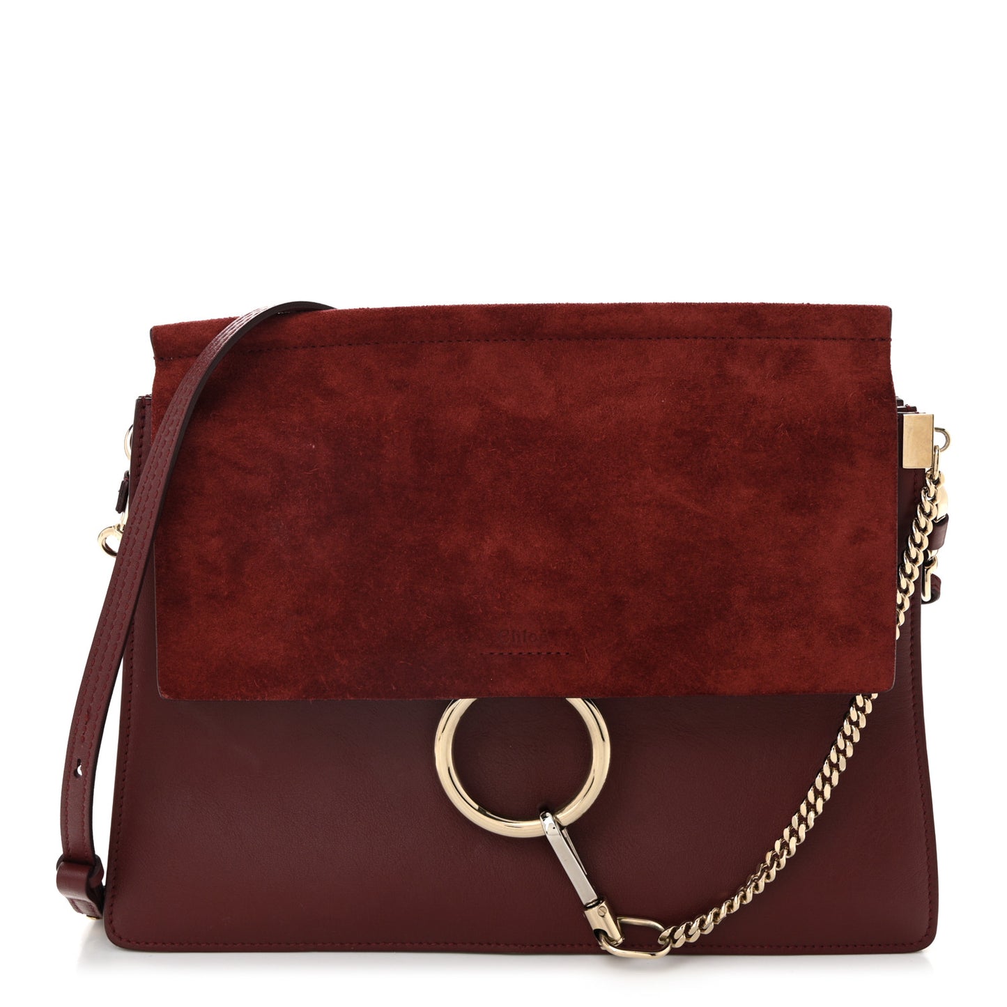 Calfskin Suede Medium Faye Shoulder Bag Plum Purple