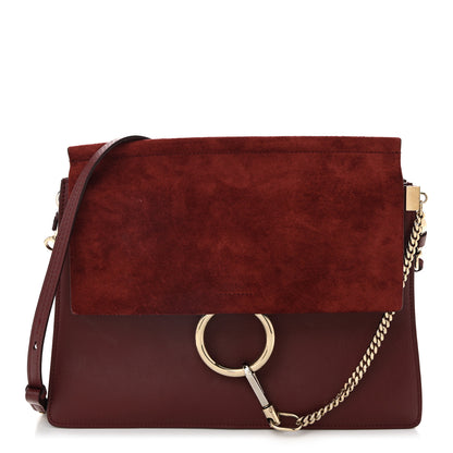 Chloe Calfskin Suede Medium Faye Shoulder Bag Plum Purple 1 of 12