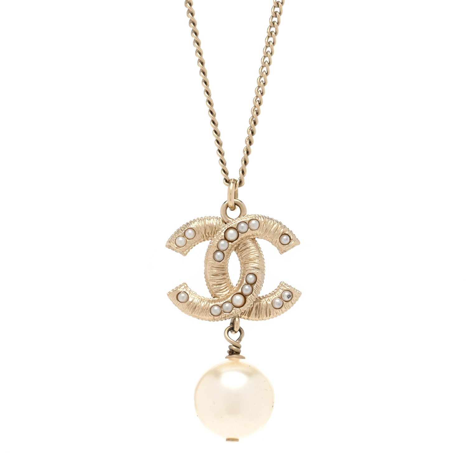 Chanel Pearl CC Pendant Necklace Gold 4 of 6