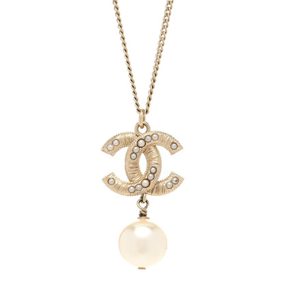 Chanel Pearl CC Pendant Necklace Gold 4 of 6