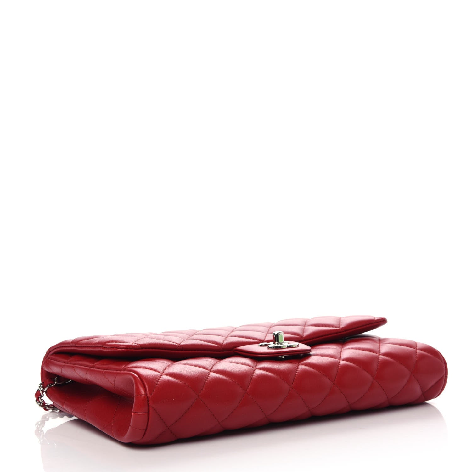 Chanel Lambskin Quilted Clutch With Chain Flap Red 4 of 10