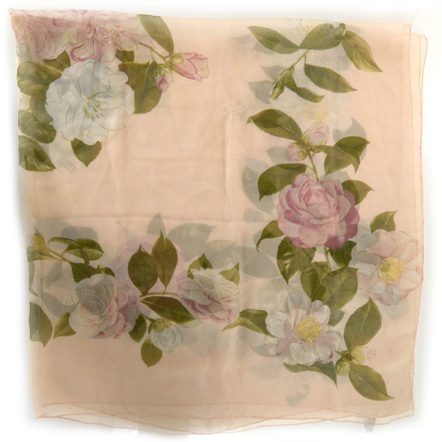 Silk Chiffon Camellia Scarf Pink