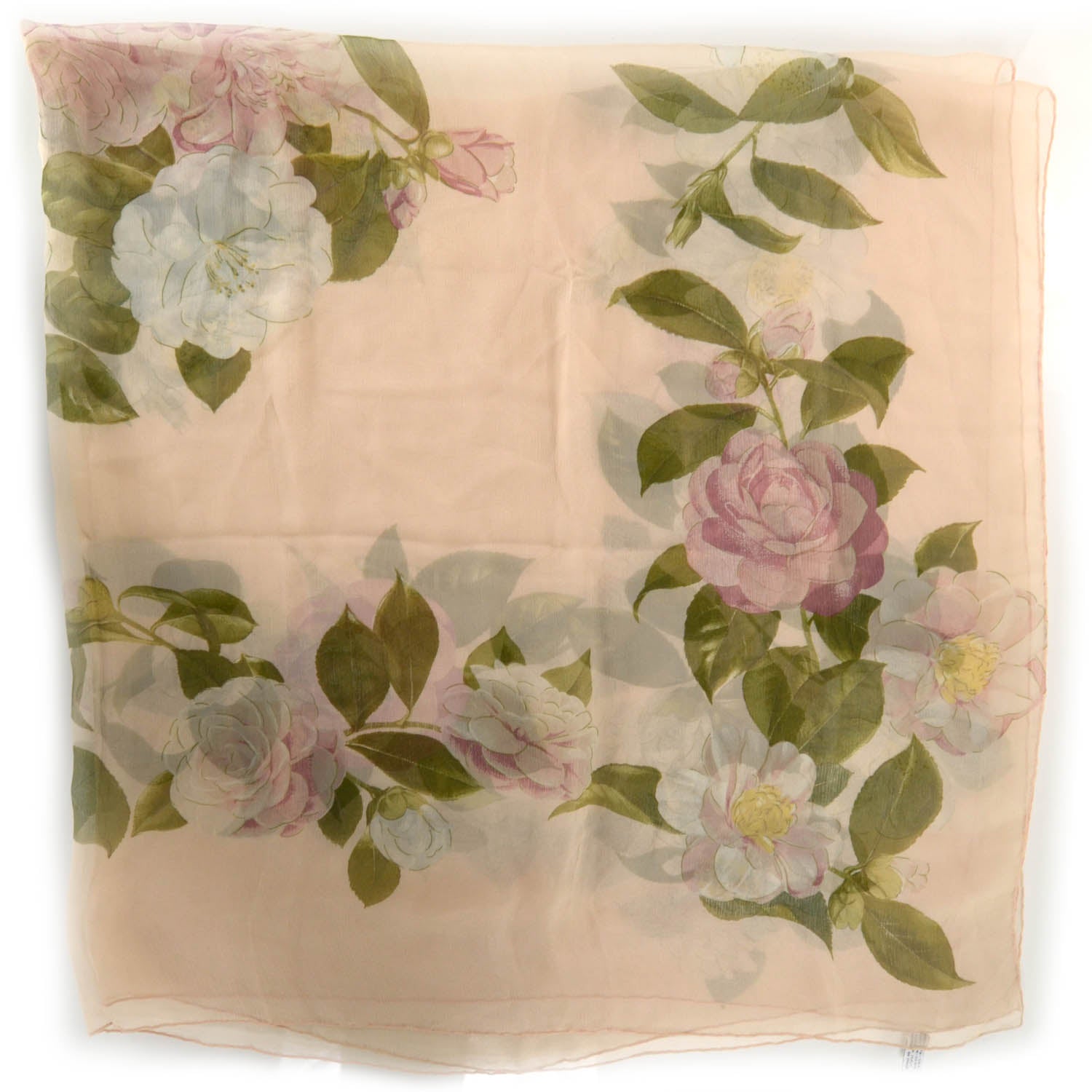 Chanel Silk Chiffon Camellia Scarf Pink 4 of 8