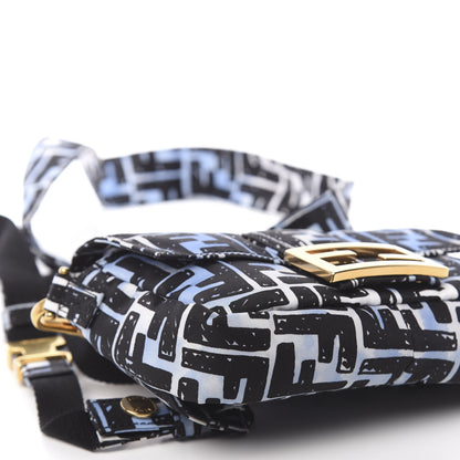 Fendi X JOSHUA VIDES Nylon FF Cloudy Mini Belt Baguette Bag White Celeste Black 9 of 11