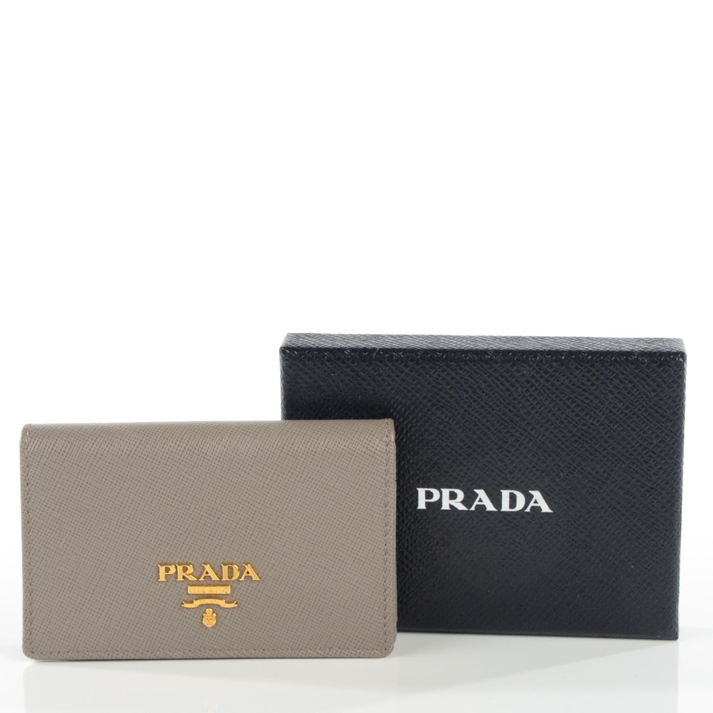 Saffiano Metal Bi-Fold Card Holder Wallet Argilla
