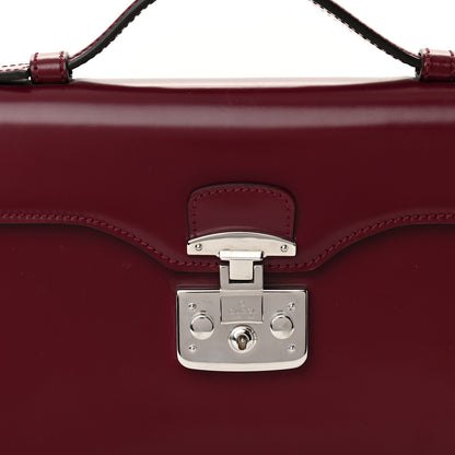 Gucci Regent Calfskin Small Lady Lock Briefcase Clutch Purple Wine 8 of 12