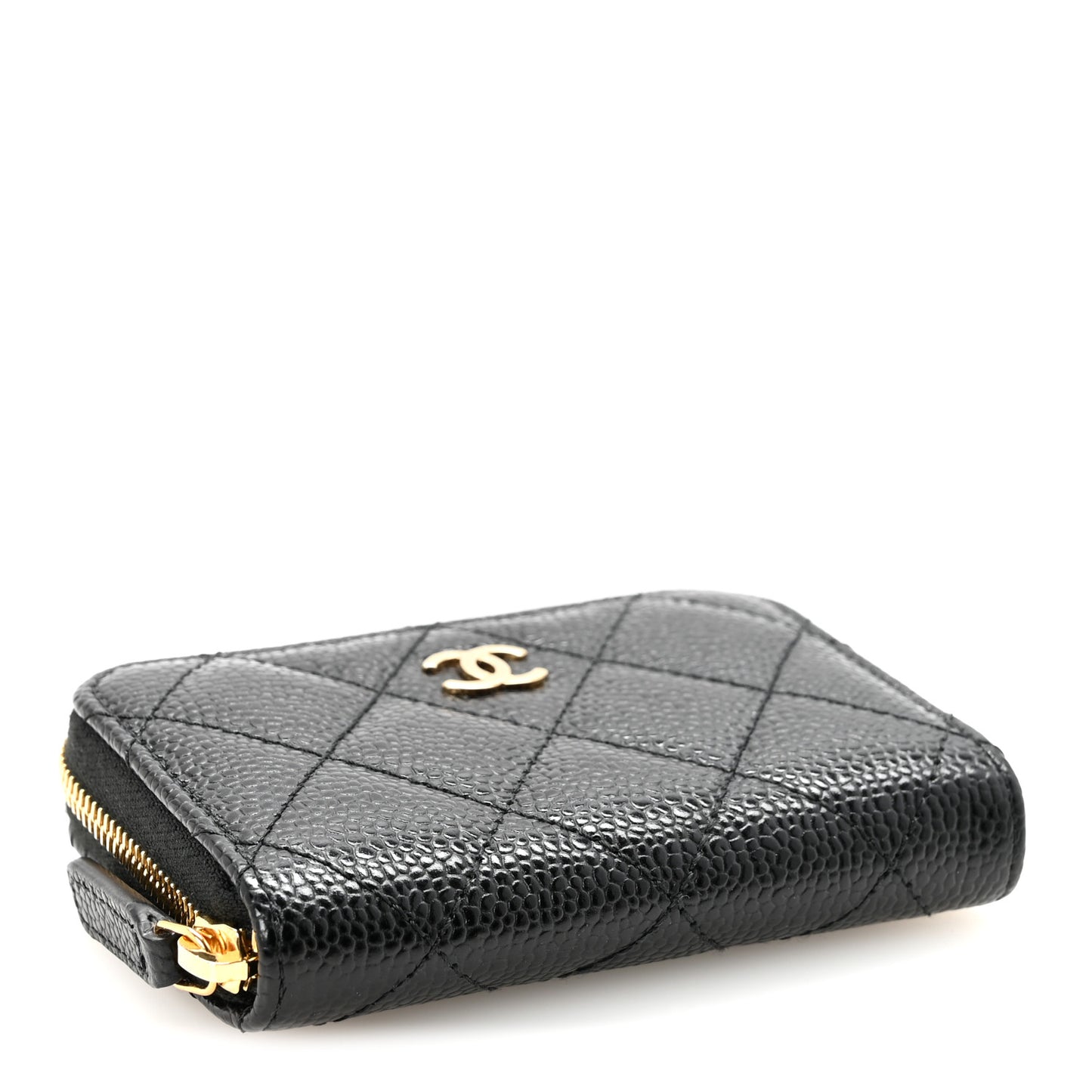 Caviar Quilted Zip Coin Purse Black
